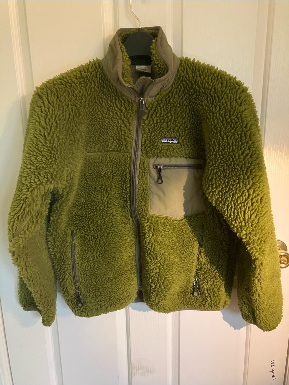 Patagonia Olive Green High-Pile Fleece Zip Jacket